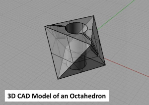 A 3D CAD model of an octahedron of 14/8 cell assembly